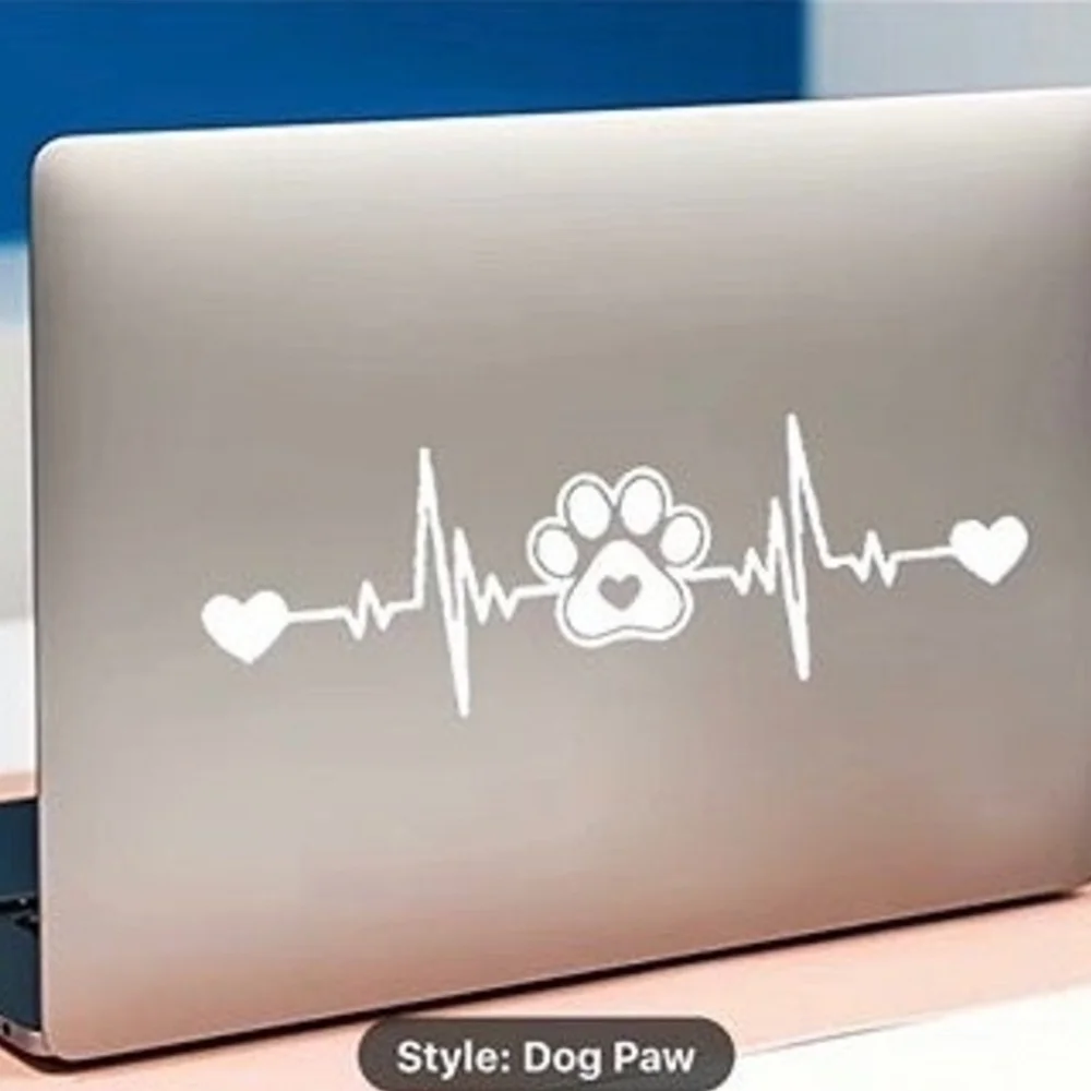 Dog‎ Paw Print Heartbeat Vinyl Graphic Auto Wall Car Laptop Decal Bumper Sticker